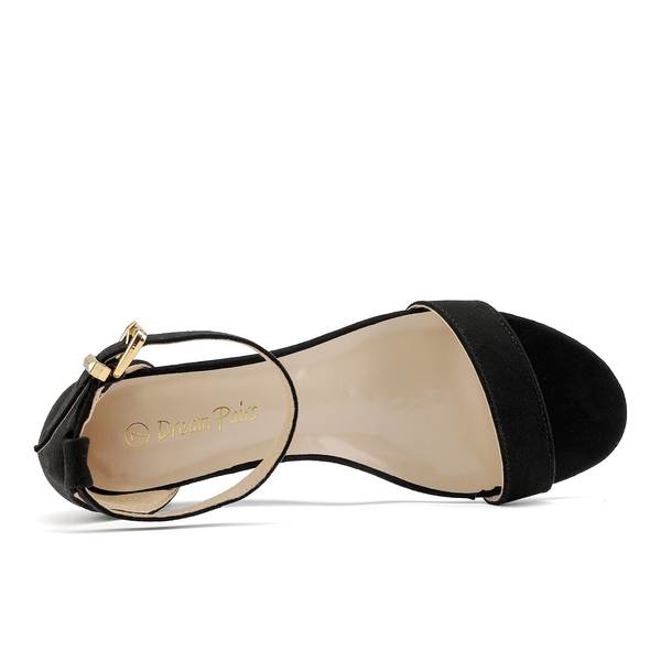 Ankle Strap Low Wedge Heel Sandals - BLACK SUEDE - 2